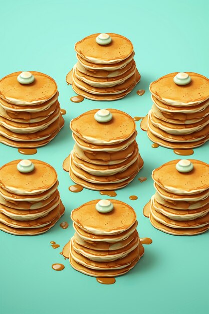 Delicious 3d pancakes still life