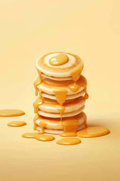 Delicious 3d pancakes still life