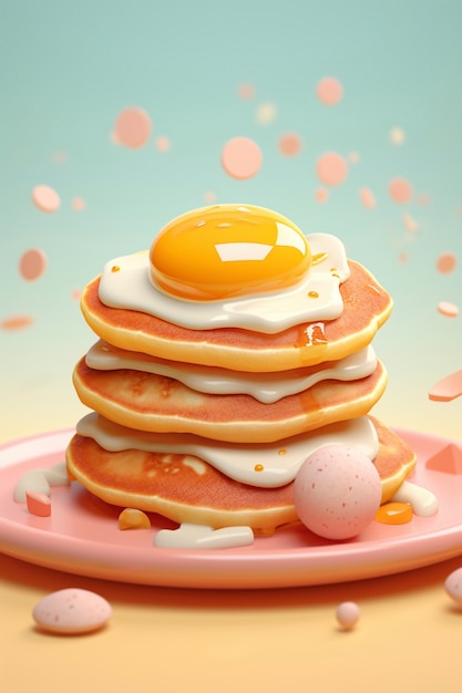 Free photo delicious 3d pancakes still life