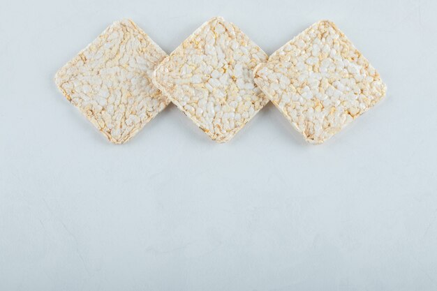 Delicious airy crispbread on white.