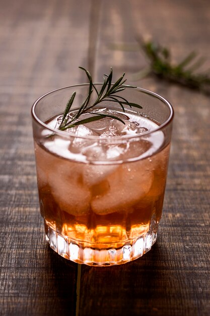 Delicious alcoholic drink with rosemary