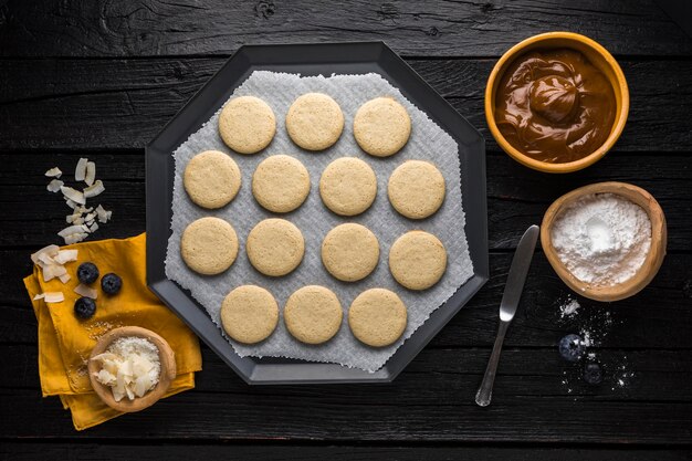 맛있는 alfajores 쿠키 개념