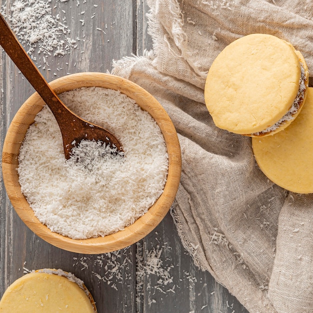 Delicious alfajores cookies concept