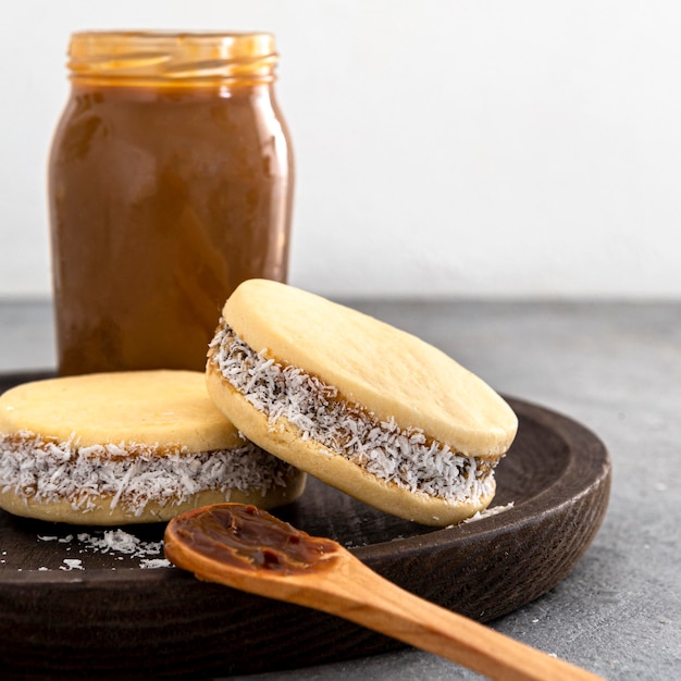 Delicious alfajores cookies concept