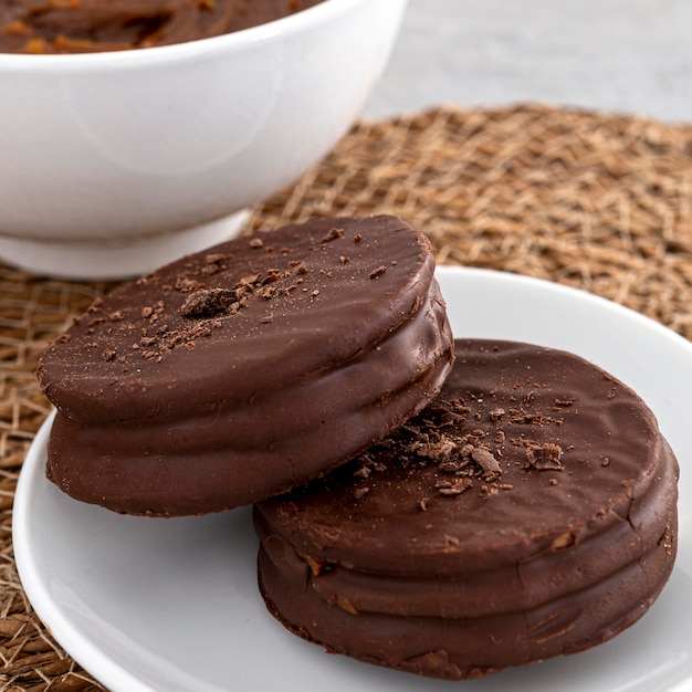 Delicious alfajores cookies concept