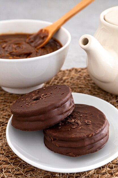 Delicious alfajores cookies concept