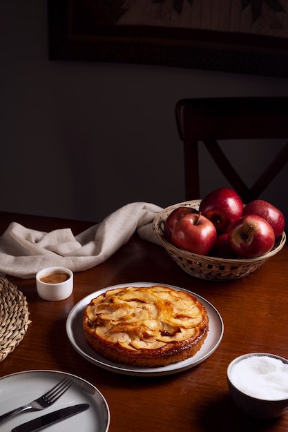 Free photo delicious apple pie composition