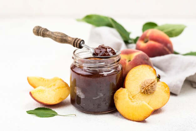 delicious apricots jam in jar