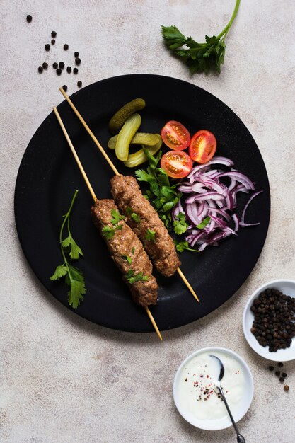 Delicious arabic fast-food skewers