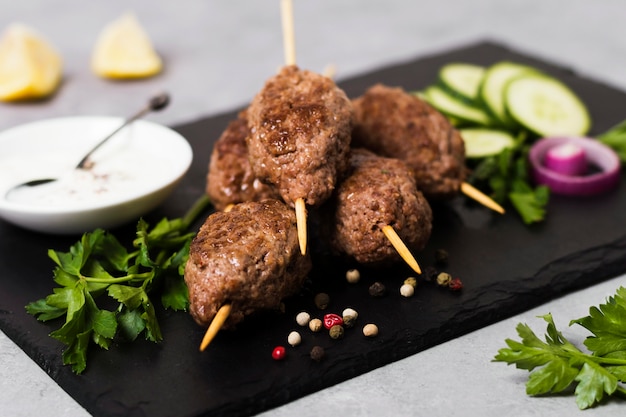 Delicious arabic fast-food skewers