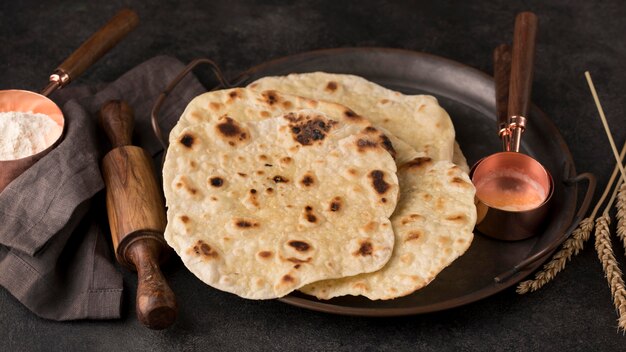 Delicious arrangement of nutritious roti