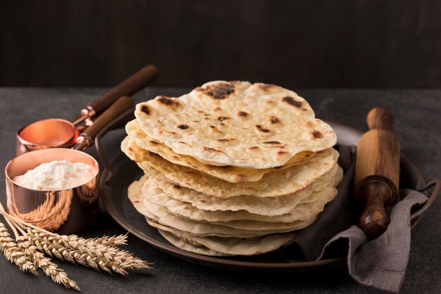 Delicious arrangement of nutritious roti