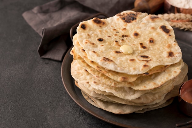 Delicious arrangement of nutritious roti