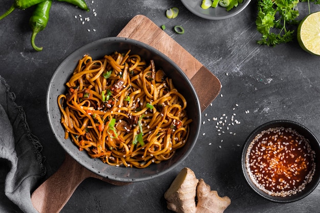 delicious asian noodles concept