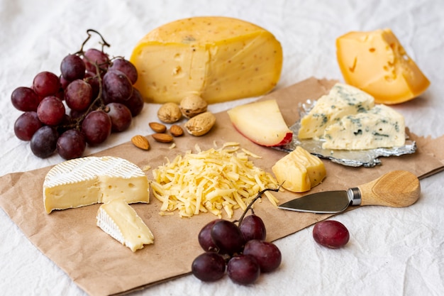 Free photo delicious assortment of snacks and cheese