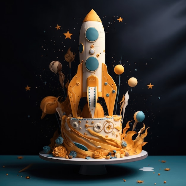 Foto gratuita una deliziosa torta di astronauti in 3d.