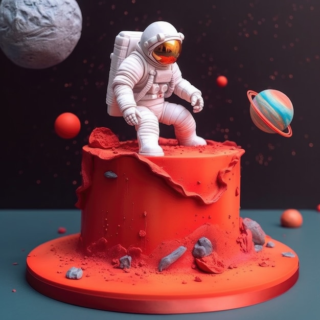 Free photo delicious  astronaut 3d cake