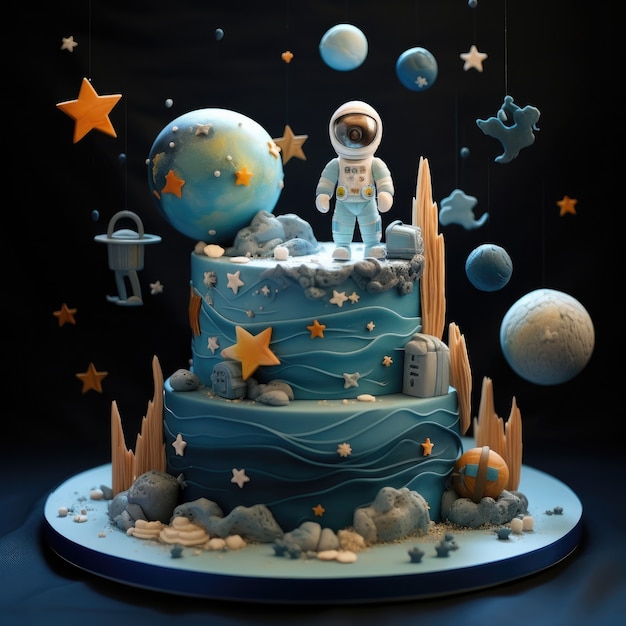 Free photo delicious  astronaut 3d cake