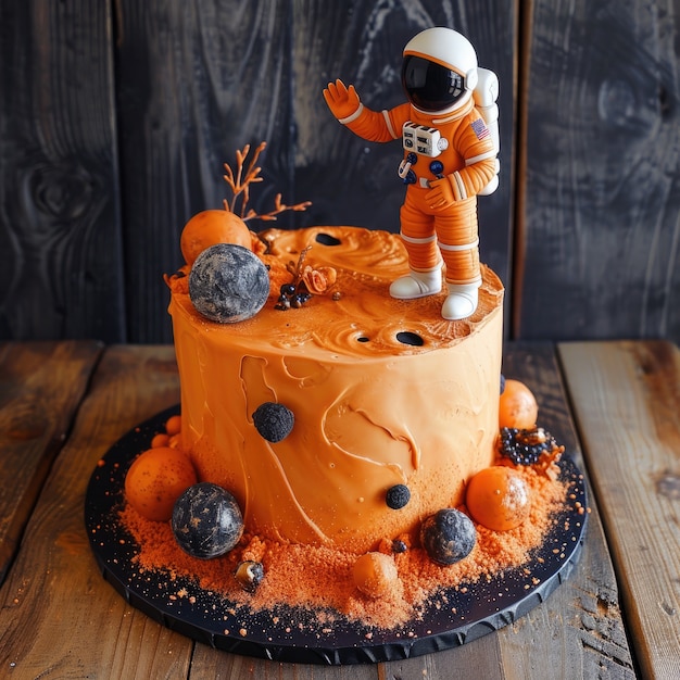 Foto gratuita una deliziosa torta di astronauti in 3d.