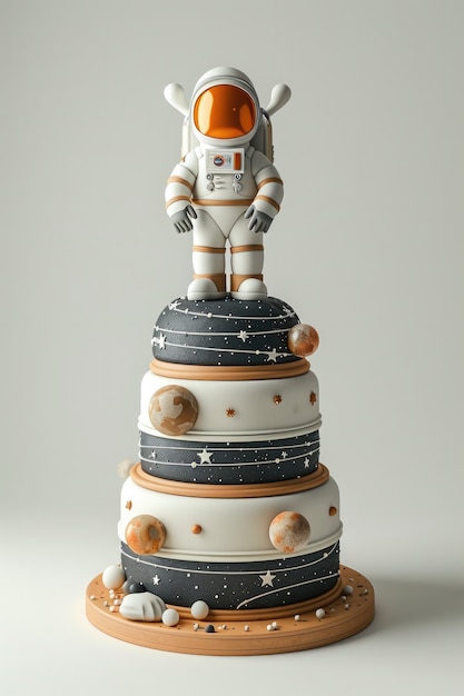 Foto gratuita una deliziosa torta di astronauti in 3d.