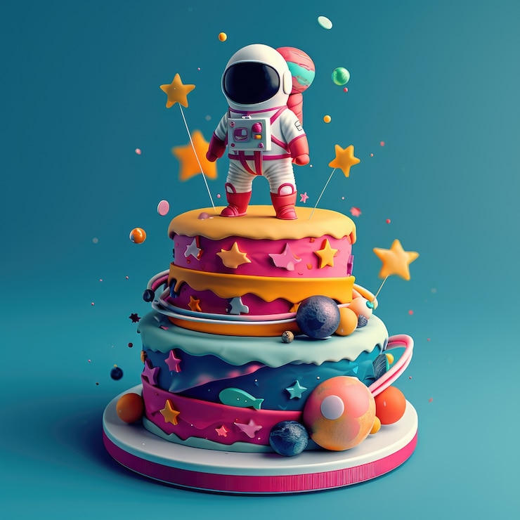 Free Photo delicious  astronaut 3d cake