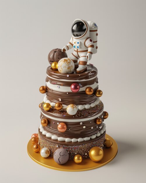 Free photo delicious  astronaut 3d cake