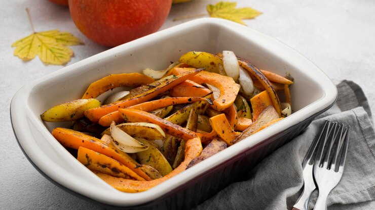 Free Photo delicious autumn food composition on white background