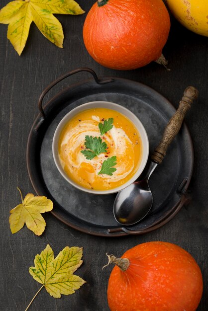 Delicious autumn soup arrangement