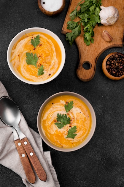 Delicious autumn soup composition