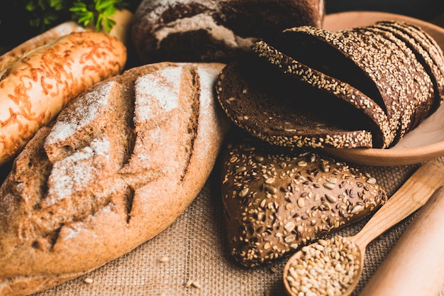 Delicious baked bread buns