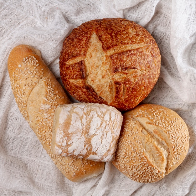 Delicious baked bread close-up