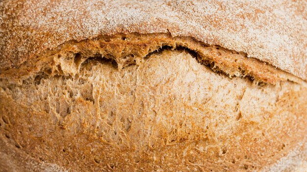 Delicious baked bread extreme close-up