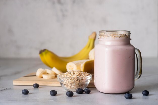 Delicious banana and blueberry smoothie