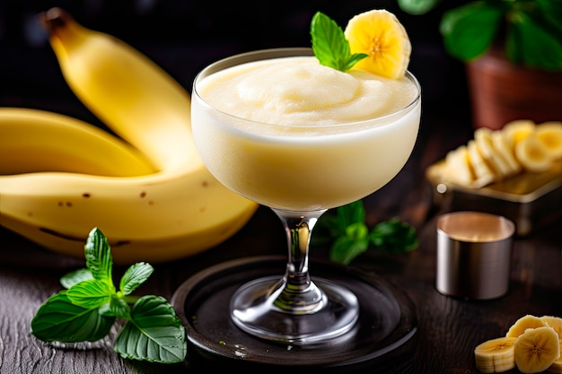 Delicious  banana smoothie indoors