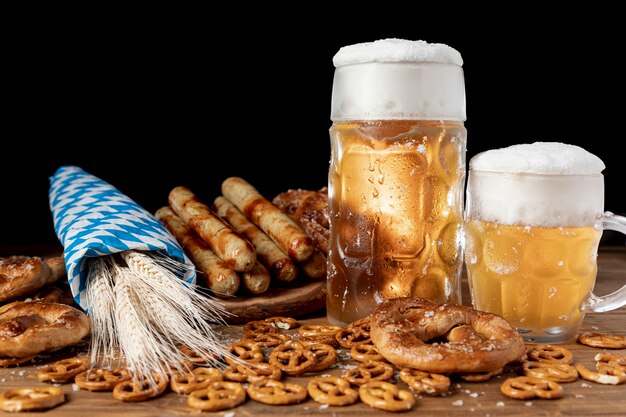 Delicious bavarian drinks and snacks