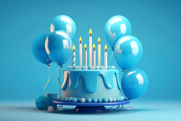 Free photo delicious birthday cake with balloons