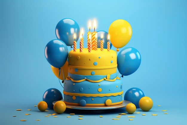 Deliziosa torta di compleanno con palloncini