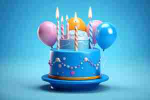 Free photo delicious birthday cake with balloons