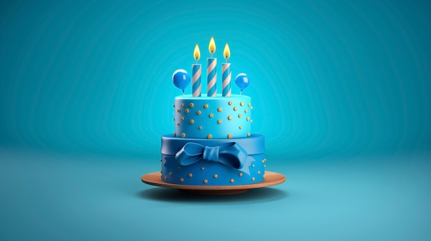 Вкусный торт на день рождения с голубым фоном