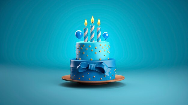 Delicious birthday cake with blue background