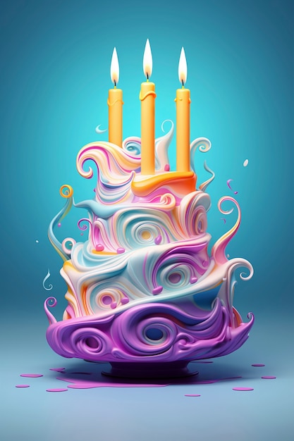 Free photo delicious birthday cake with blue background