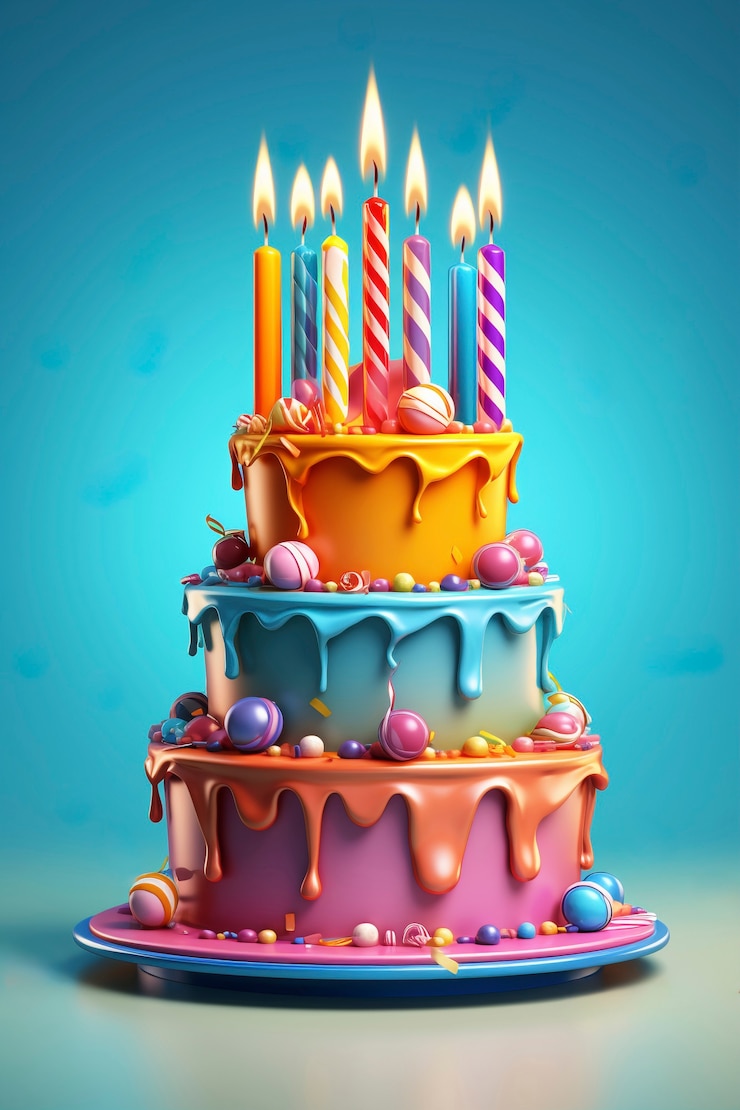 Free Photo delicious birthday cake with blue background