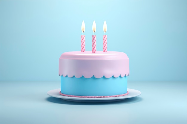 Foto gratuita deliziosa torta di compleanno con sfondo blu