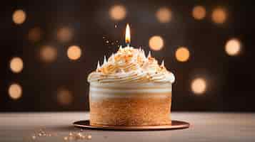 Free photo delicious birthday cake with candle