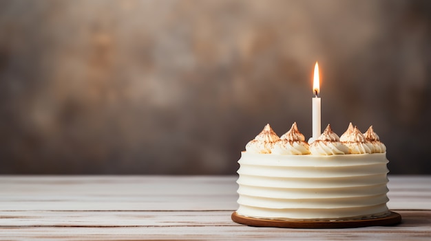 Free photo delicious birthday cake with candle