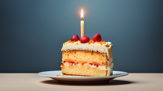 무료 사진 촛불과 함께 맛있는 생일 케이크