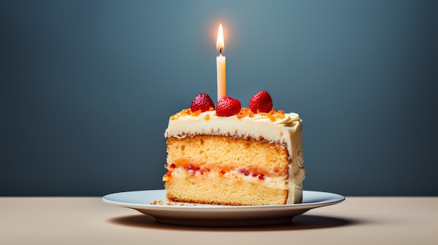 Delicious birthday cake with candle