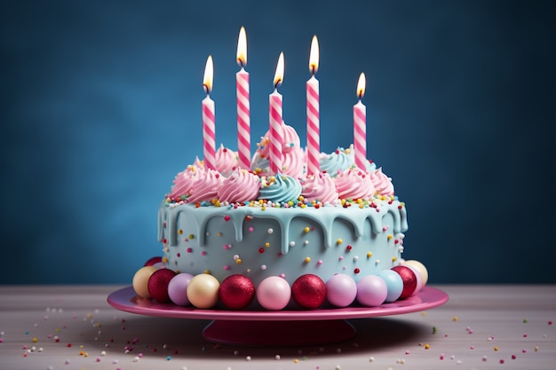 Free photo delicious birthday cake with candles