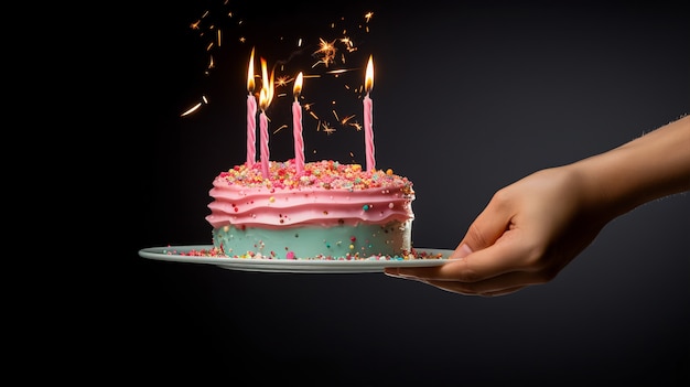 Free photo delicious birthday cake with candles