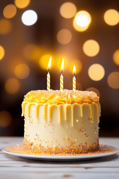 Вкусный праздничный торт со свечами